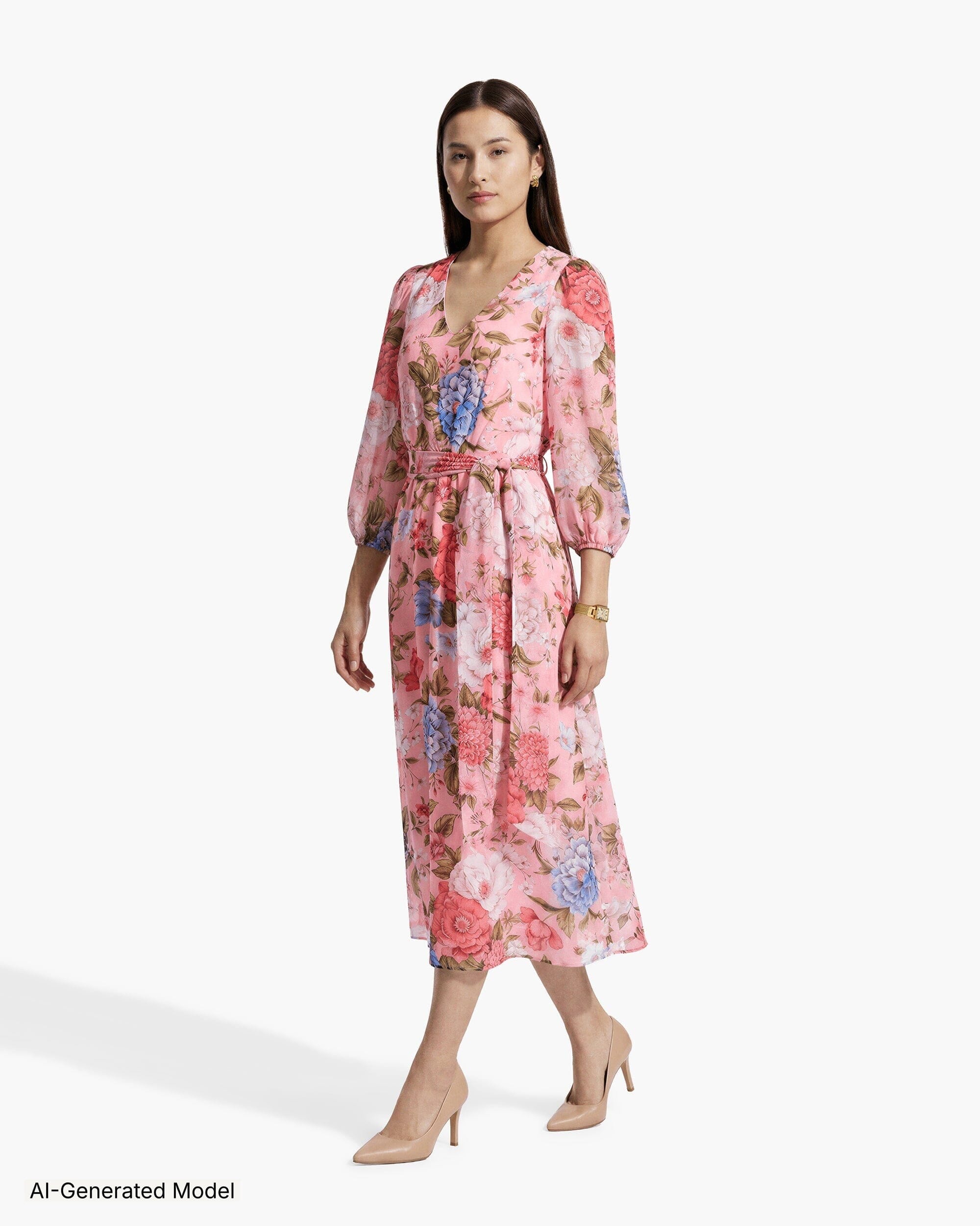 women midi dress with sleeves Flutter-sleeve Wrap hidden pockets and full liningflattering midi length for special occasions. Anne Klein Printed Wrap Dress