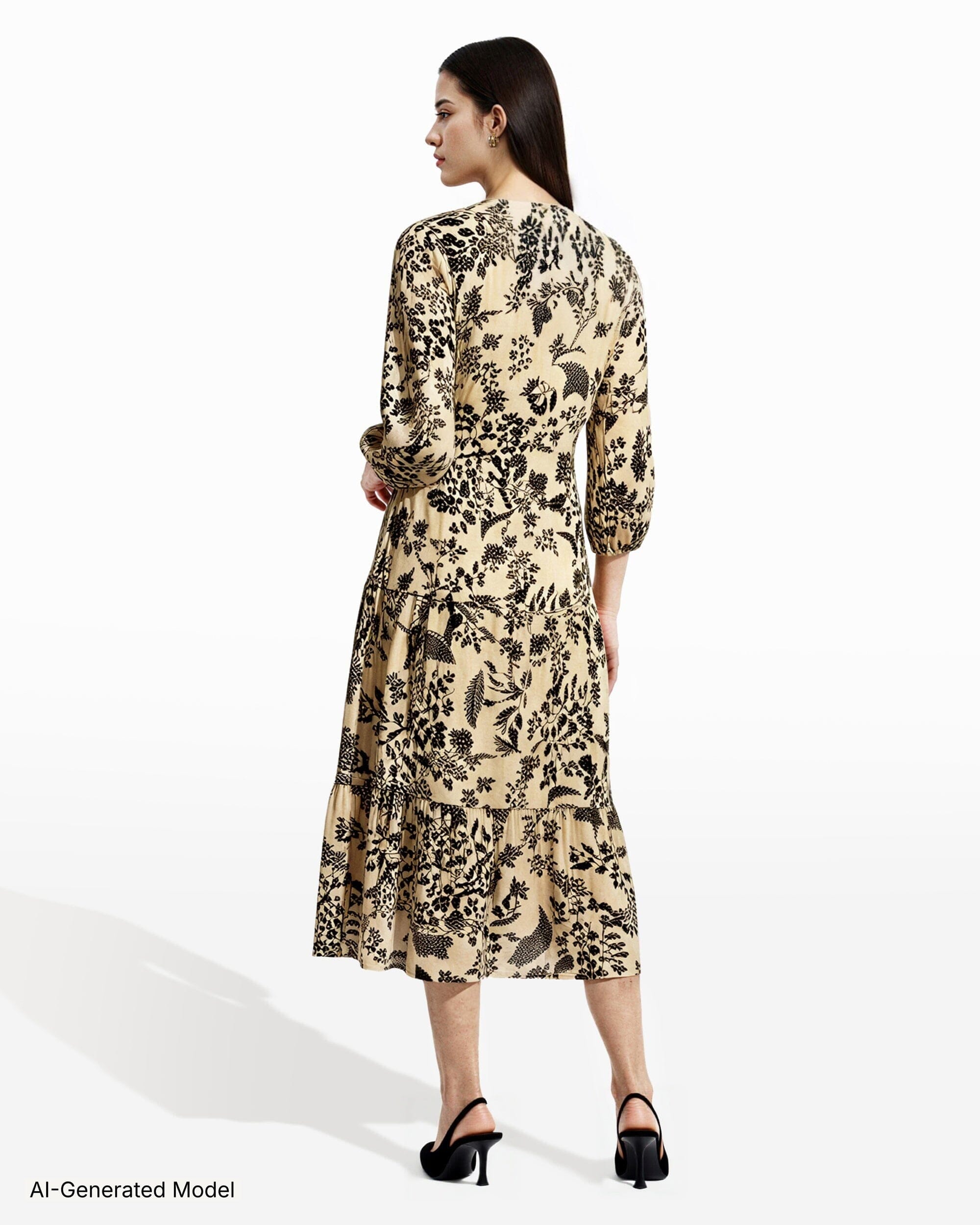 Tiered Midi Dress in Floral Print