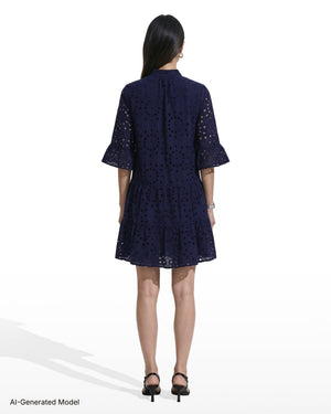 Anne Klein Tiered Shirt Dress with Stand Collar