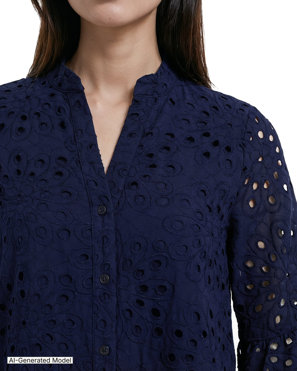 Anne Klein Tiered Shirt Dress with Stand Collar