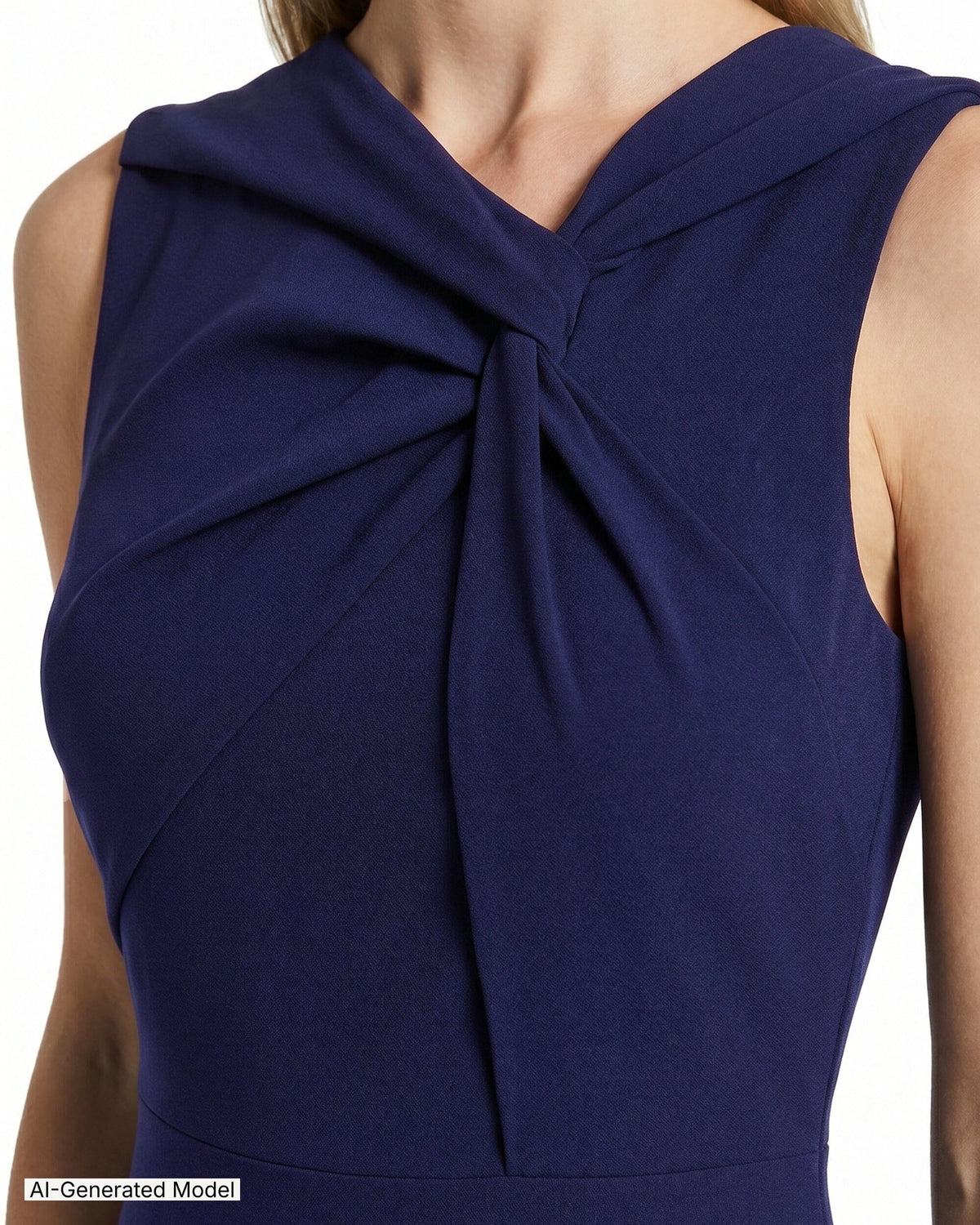 Anne Klein Twist Detail Front A-Line Midi Dress