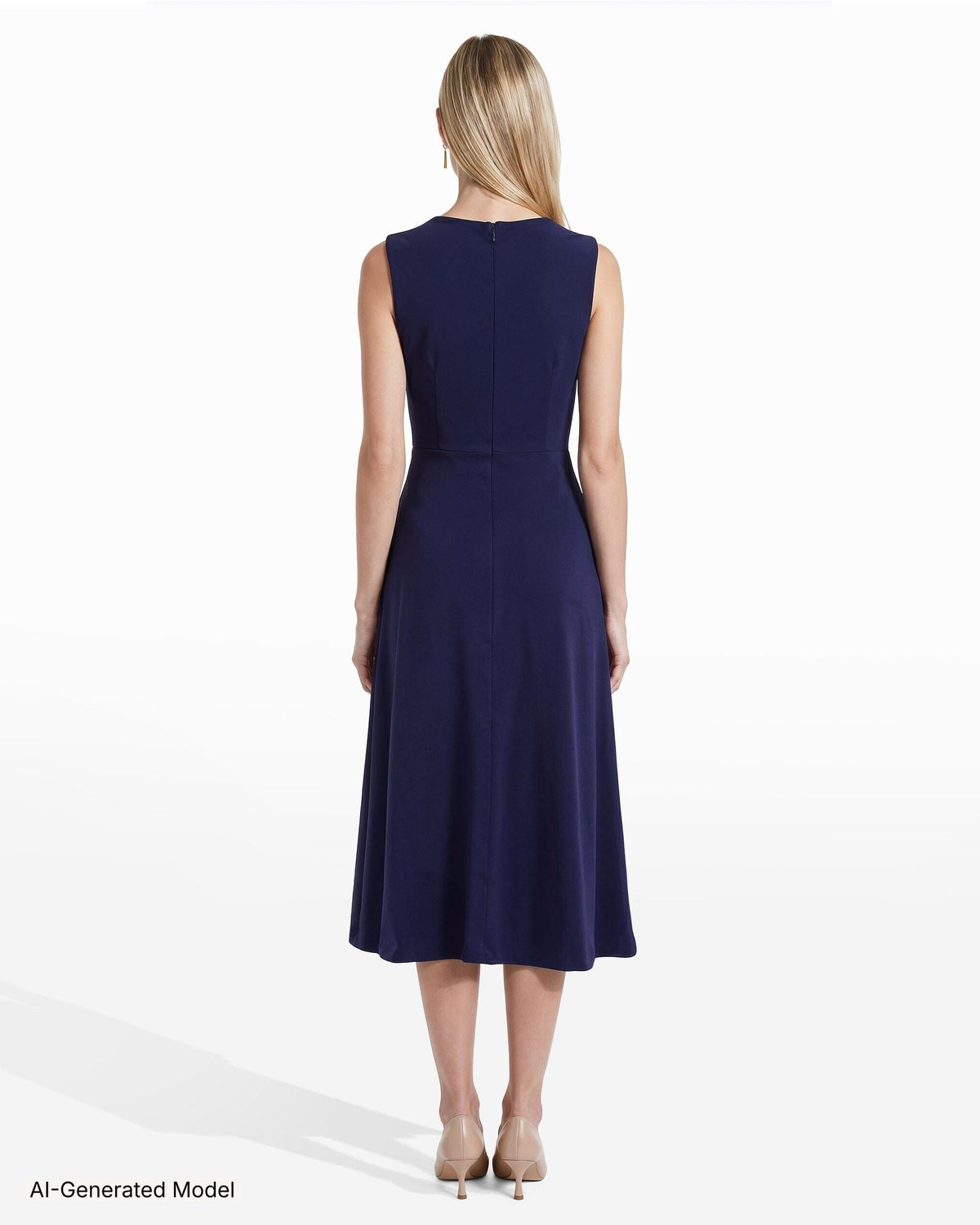 Anne Klein Twist Detail Front A-Line Midi Dress