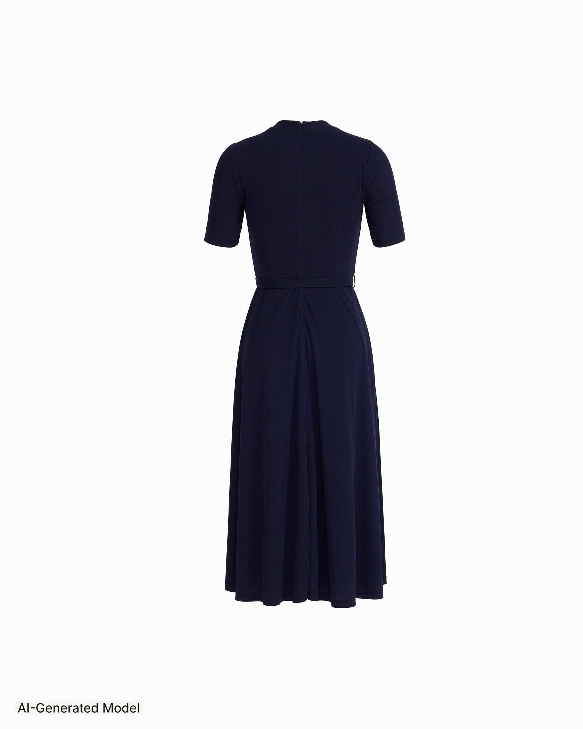 Anne Klein Twist Detail Neck Midi Length Fit and Flare Dress