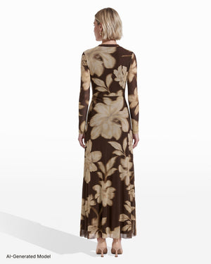 Twist Front V-Neck Long Sleeve Maxi Dress Dresses Kasper