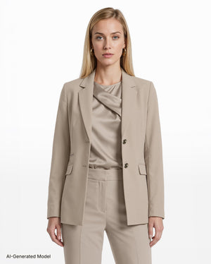 Anne Klein Two Button Notched Collar Pocket Jacket