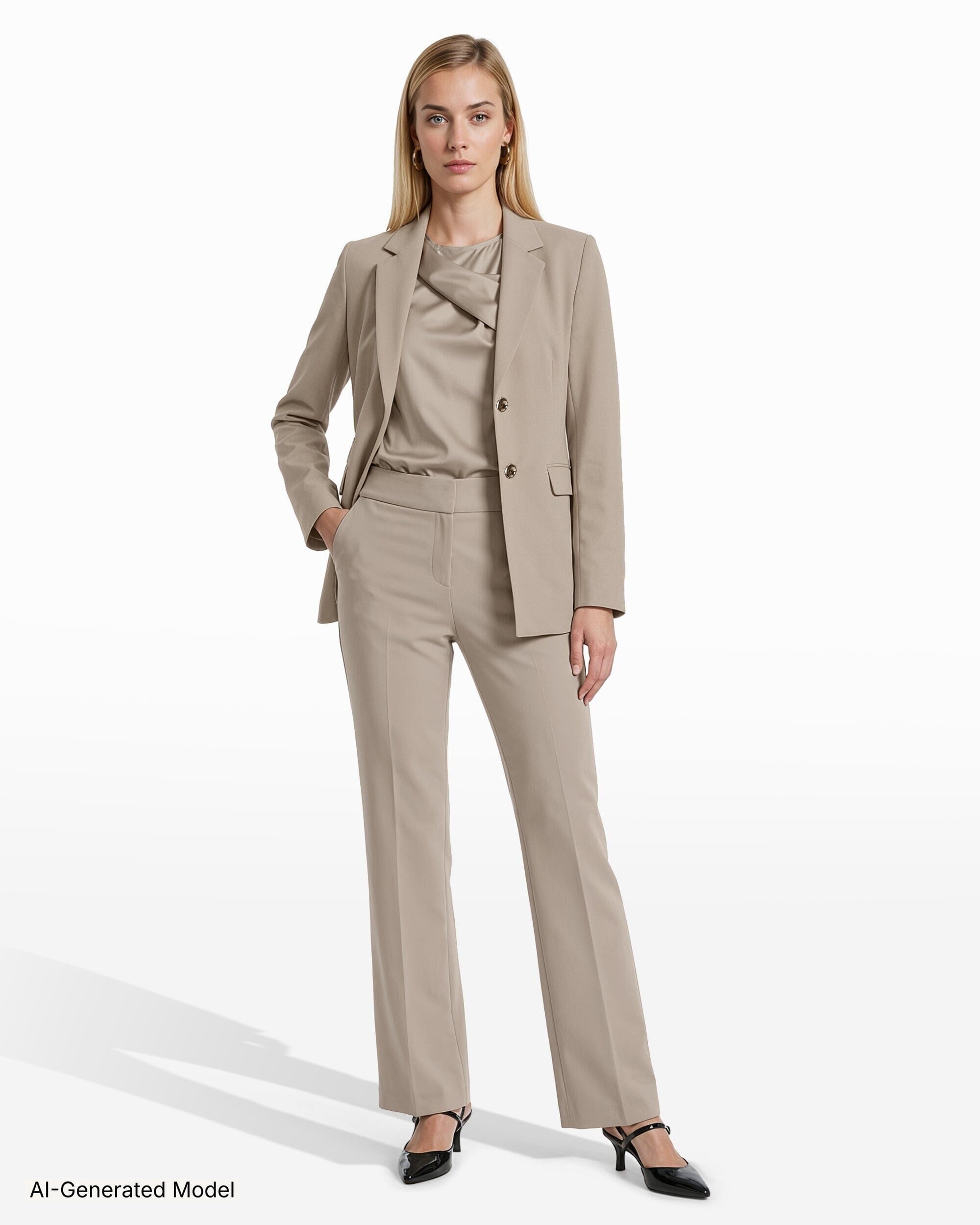 Anne Klein Two Button Notched Collar Pocket Jacket
