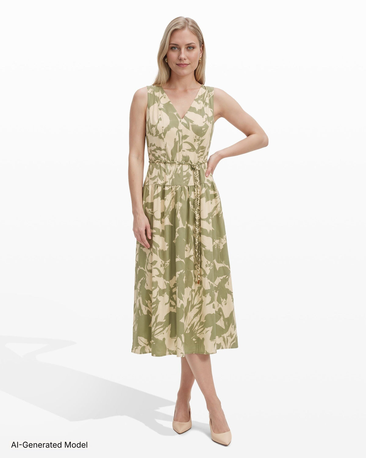 Anne Klein V-Neck Seam Detail Patio Dress