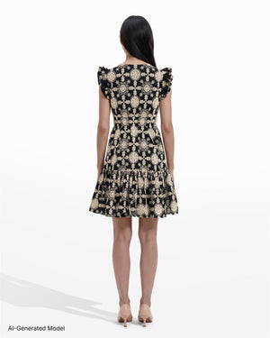 V-Neck Short Dress with Ruffle Sleeves Dresses Kasper