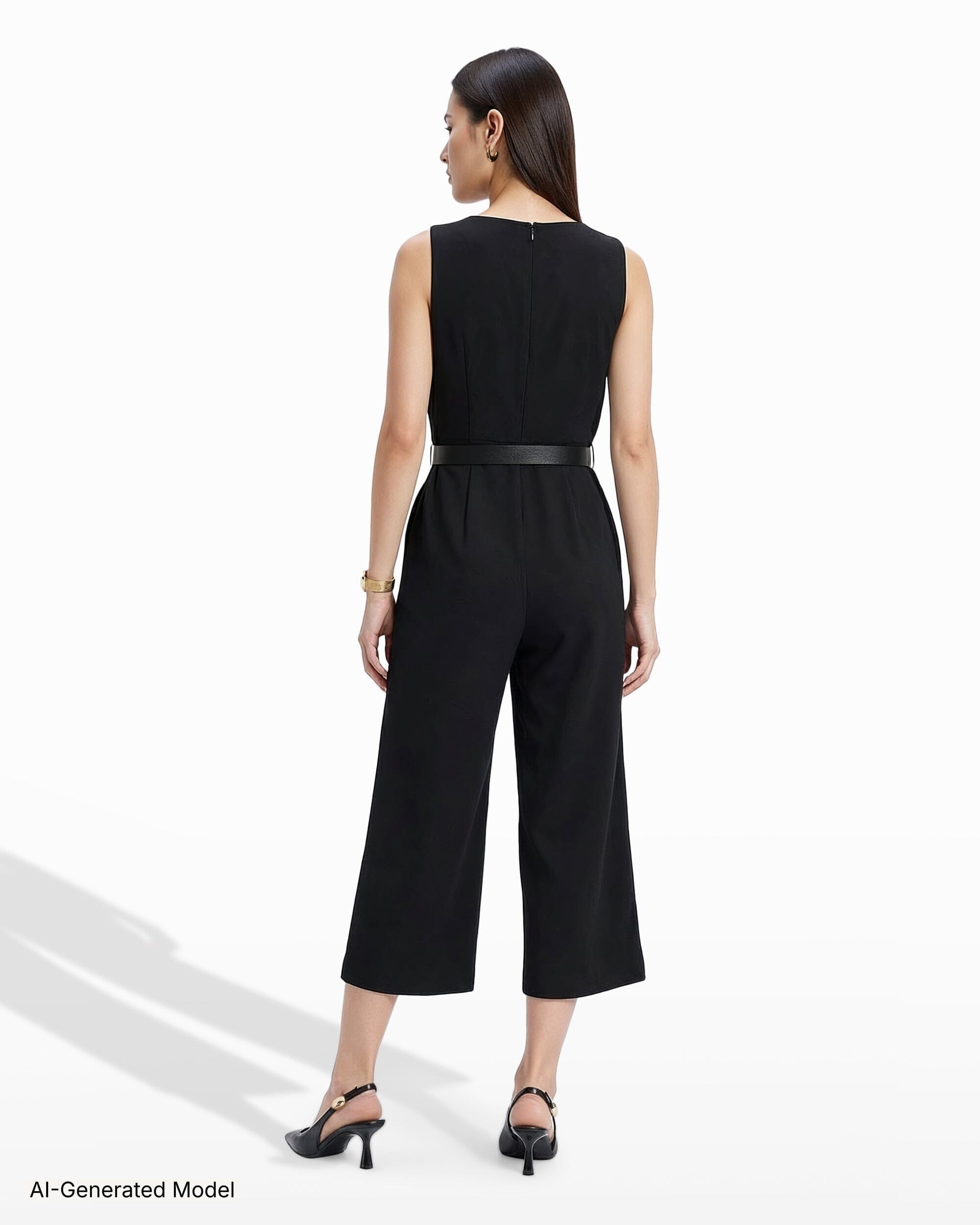 Anne Klein V Neck Side Button Jumpsuit