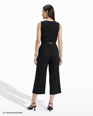 Anne Klein V Neck Side Button Jumpsuit