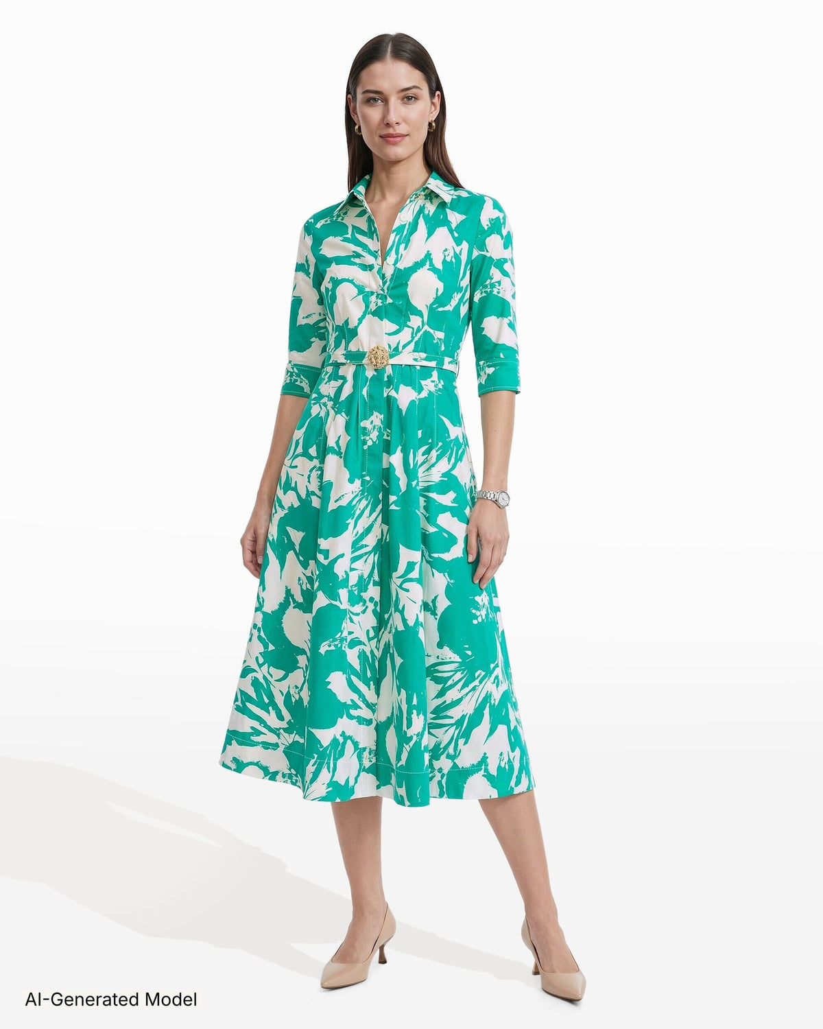 Anne Klein Waist Tucked Shirt Dress