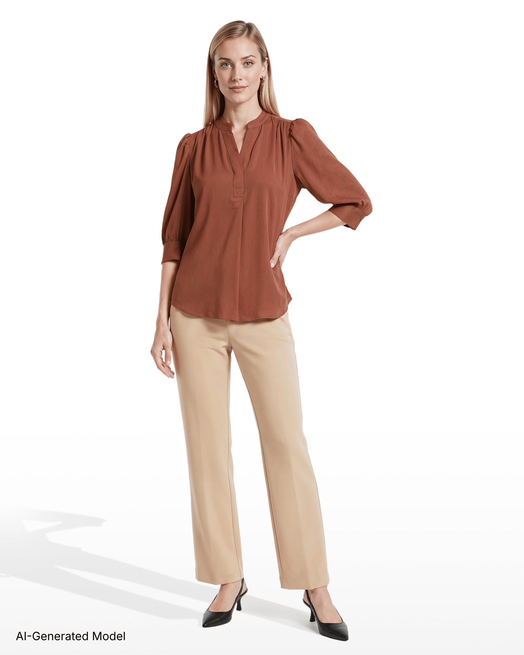 AI-generated model — Anne Klein