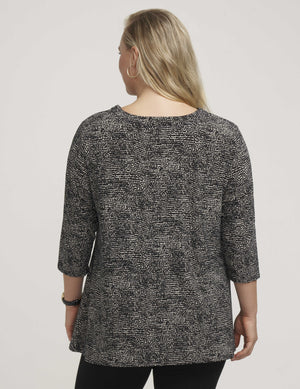 Anne Klein  Plus Size Pebble Dot Sharkbite Knit Top- Sale