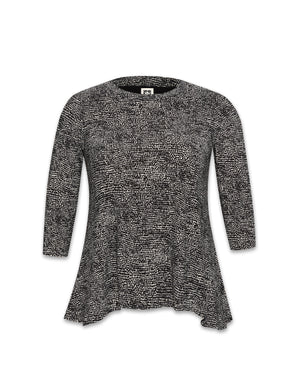 Anne Klein Anne Black/Anne White Plus Size Pebble Dot Sharkbite Knit Top- Sale