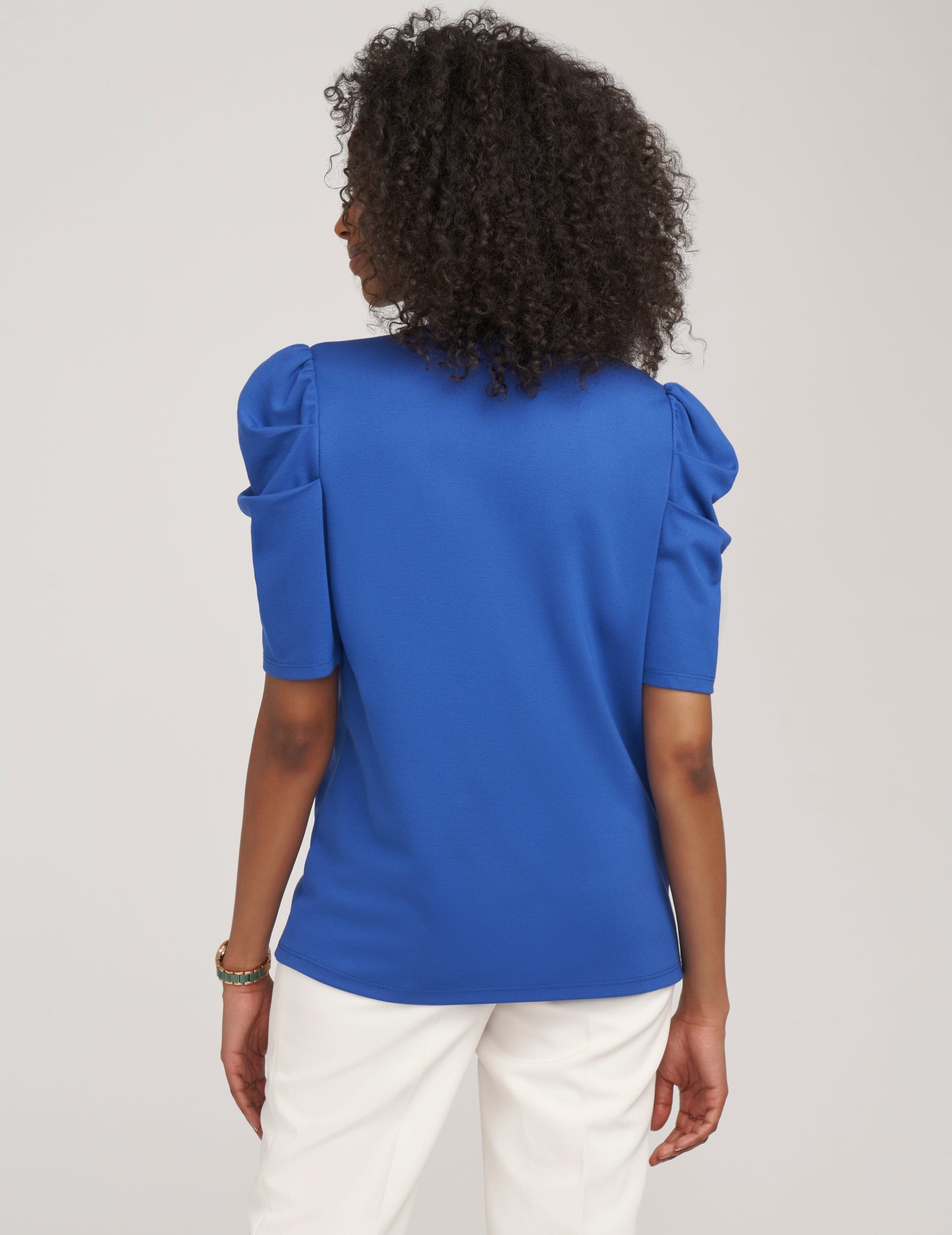 Pleat Sleeve V-Neck Top- Sale