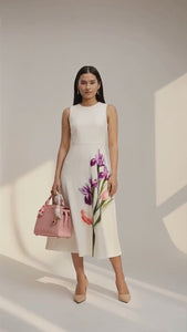 Anne Klein A-Line Silhouette Crew Neck Midi length Dress