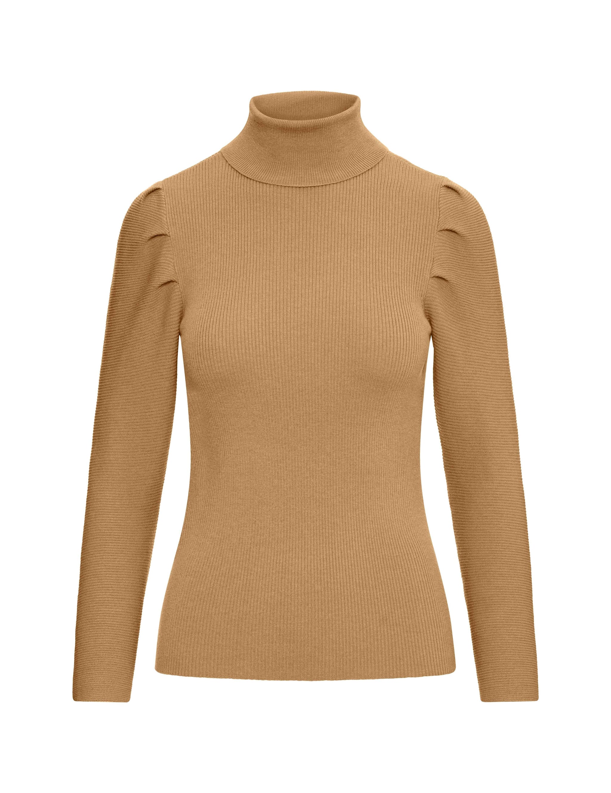 Ribbed Puff Shoulder Sweater Vicuna | Anne Klein- Clearance