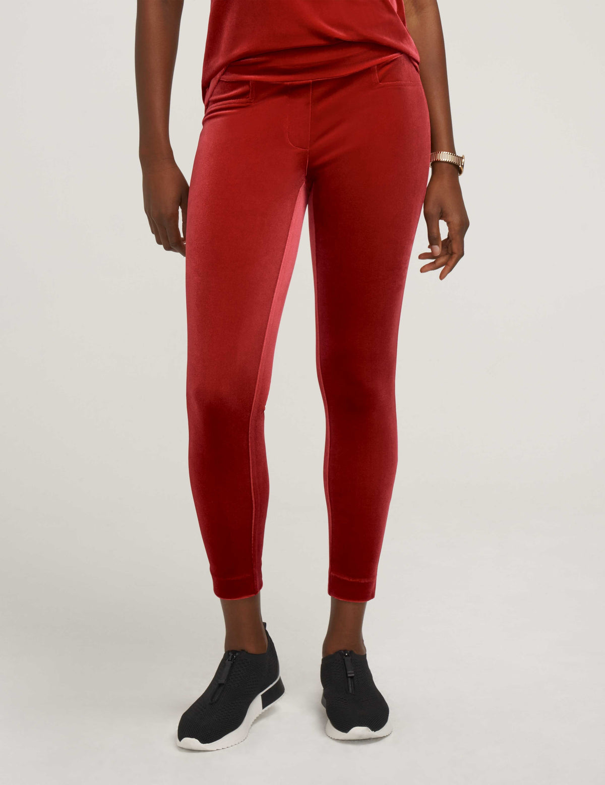 Anne Klein Titian Red Velour Slim Fit Pull-On- Sale