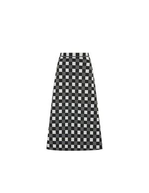 Anne Klein  Pull On A-Line Midi Skirt Yarn Dye Check- Clearance