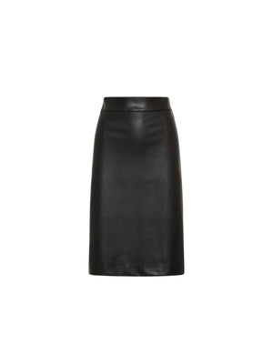 Anne Klein Anne Black Pull On Vegan Leather Skimmer Skirt- Clearance