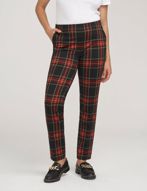 Anne Klein Titan Red Combo Plaid Slim Ankle Pant- Sale