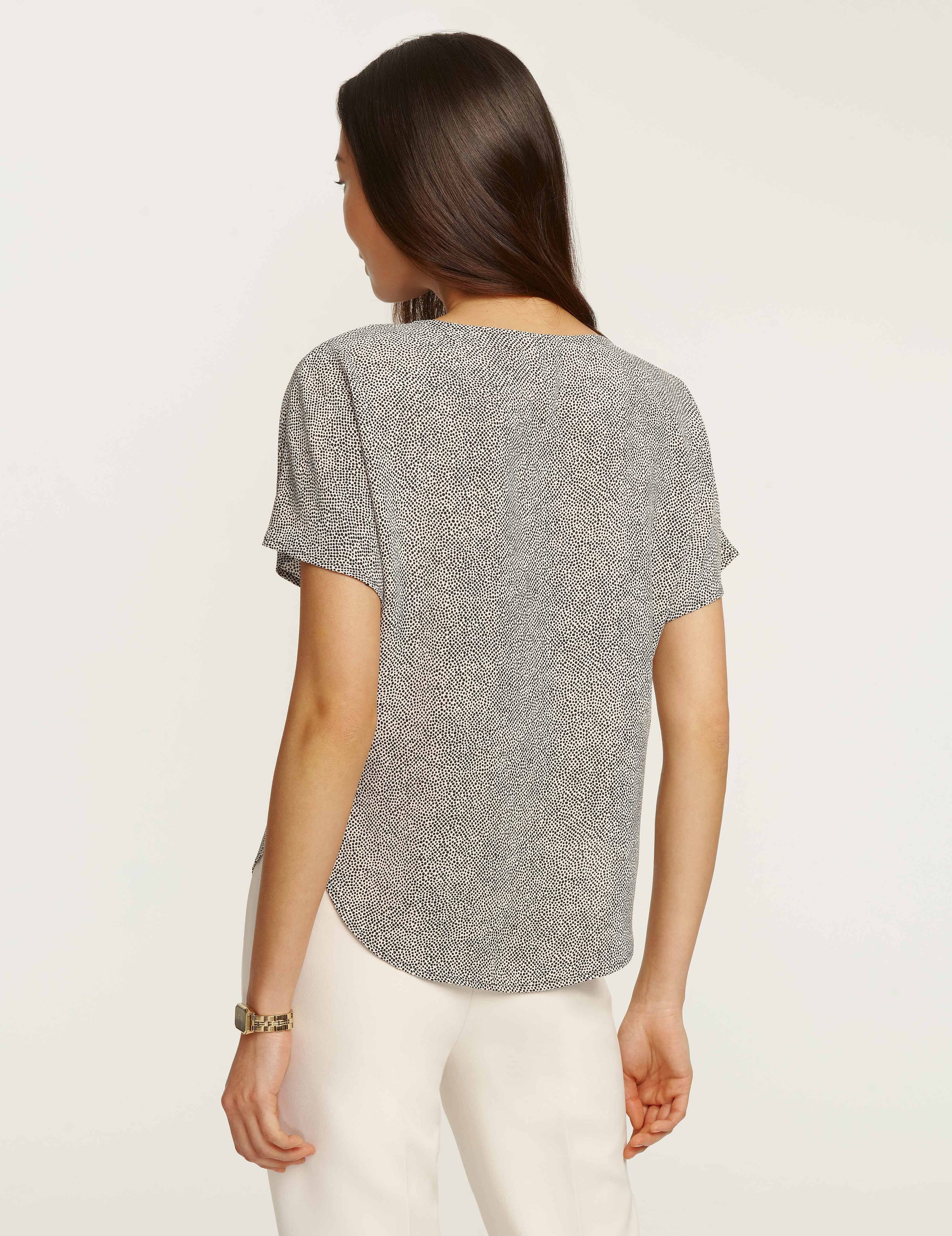 Anne Klein  Petite Rambling Mini Dot Bateau Blouse