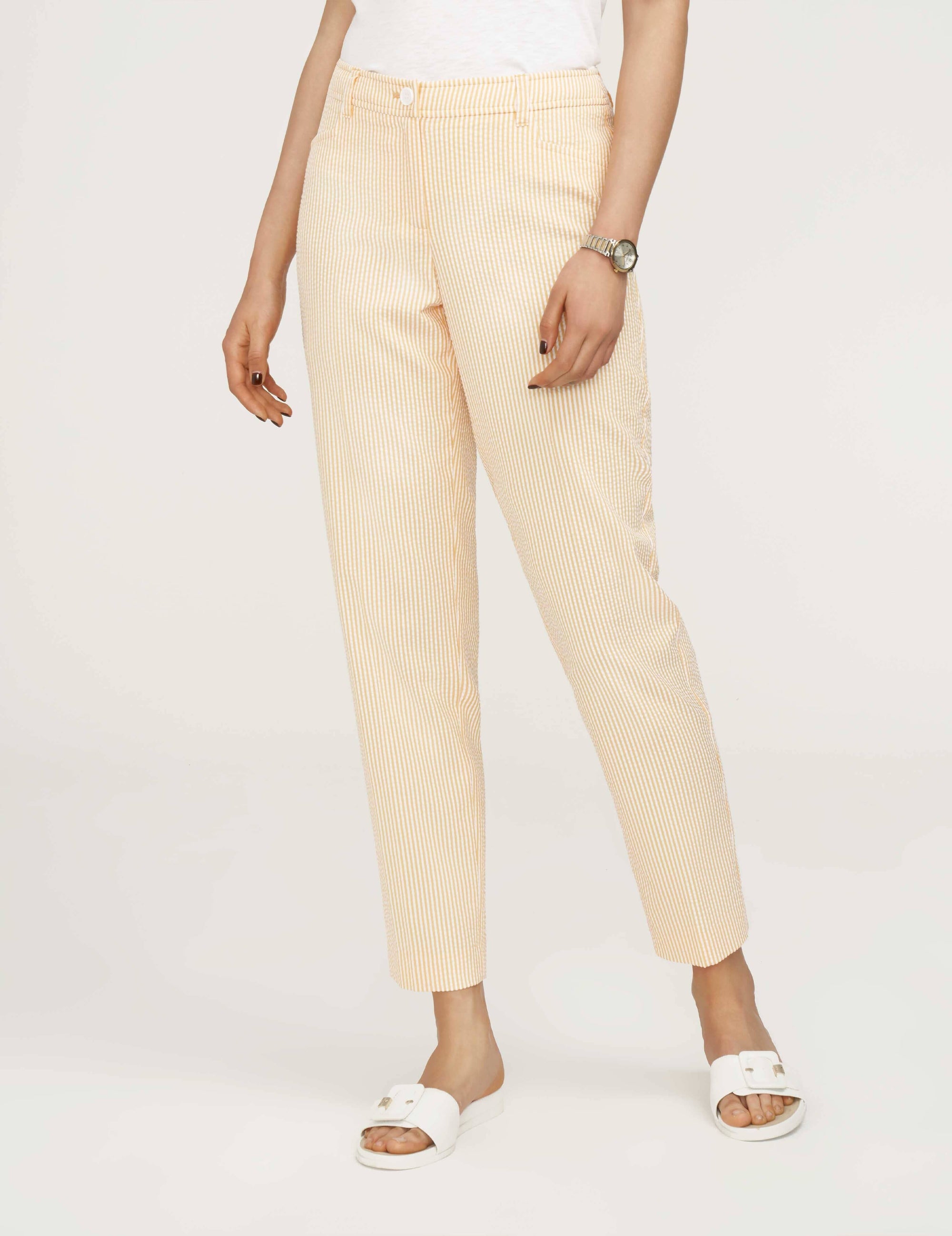 Fly Front Frog Pocket Pant Bright Daffodil Bright White Anne Klein