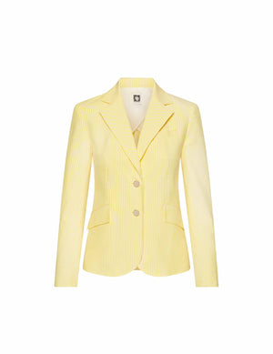 Anne Klein Bright Daffodil/Bright White Seersucker Two Button Jacket- Sale