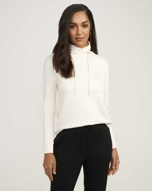 Anne Klein Anne White Serenity Knit Funnel Neck Sweatshirt- Sale