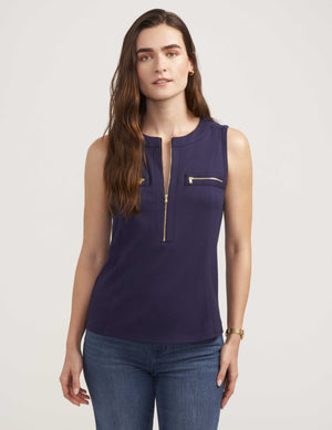 Anne Klein  Serenity Knit Sleeveless Zip Up- Clearance