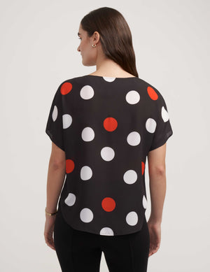 Anne Klein  Large Polka Dot Bateau Blouse- Sale