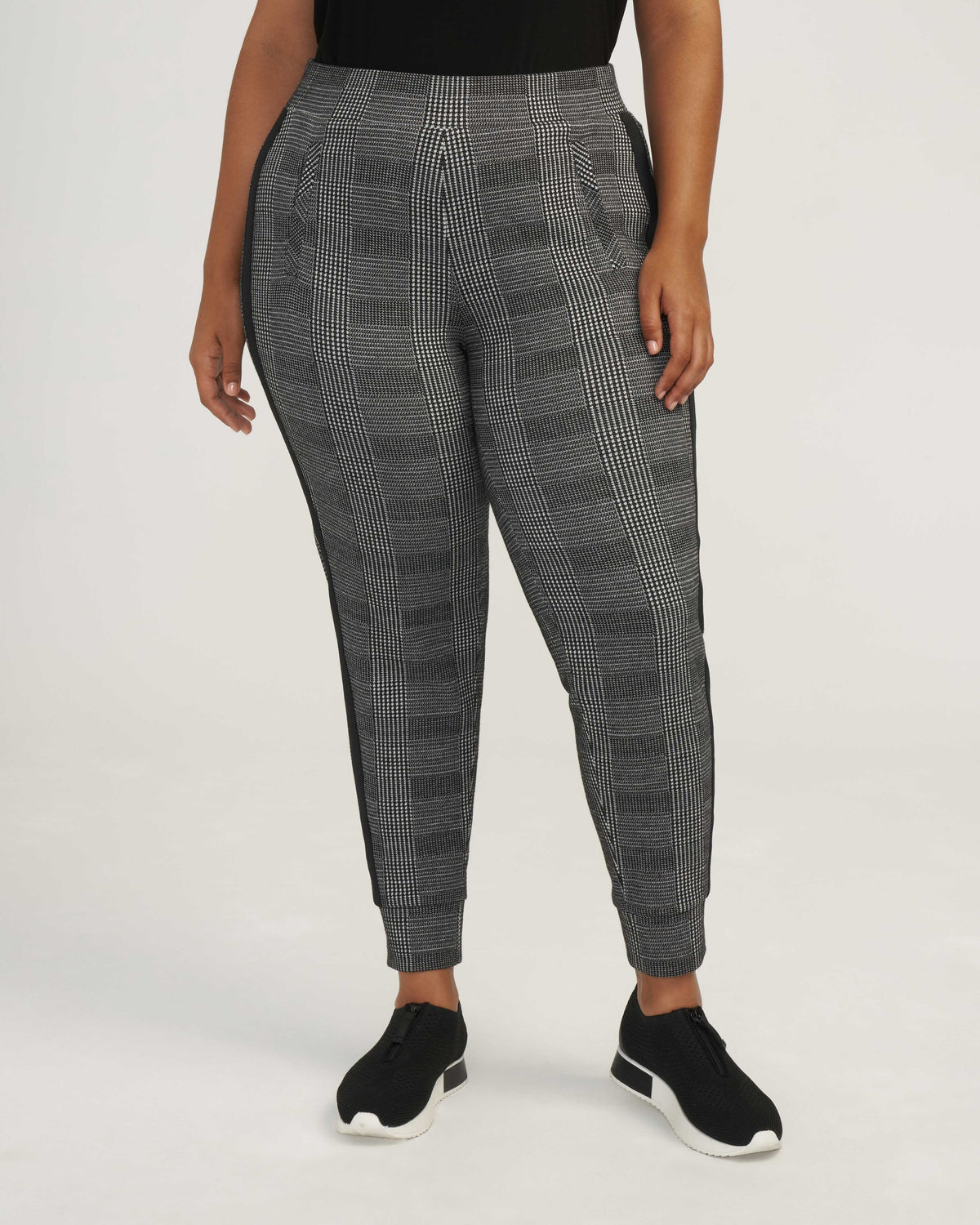 Anne Klein  Plus Size Side Stripe Pull On Plaid Jogger- Clearance