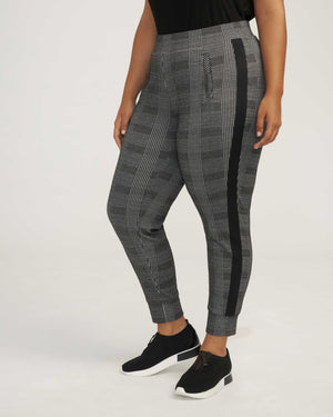 Anne Klein  Plus Size Side Stripe Pull On Plaid Jogger- Clearance
