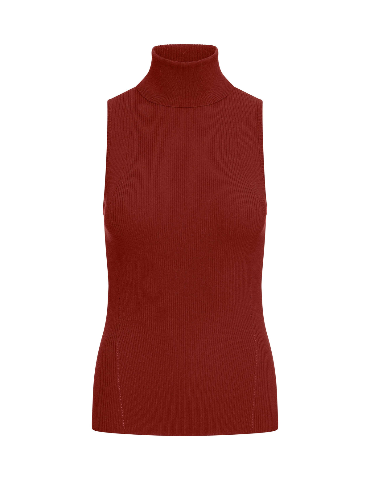 Anne Klein Titian Red Sleeveless Rib Turtleneck- Clearance