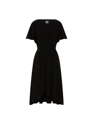 Anne Klein Anne Black Flutter Sleeve Sash Dress- Sale