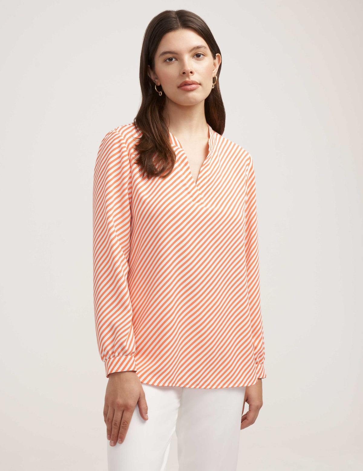 Anne Klein  Split Neck High Low Blouse- Sale