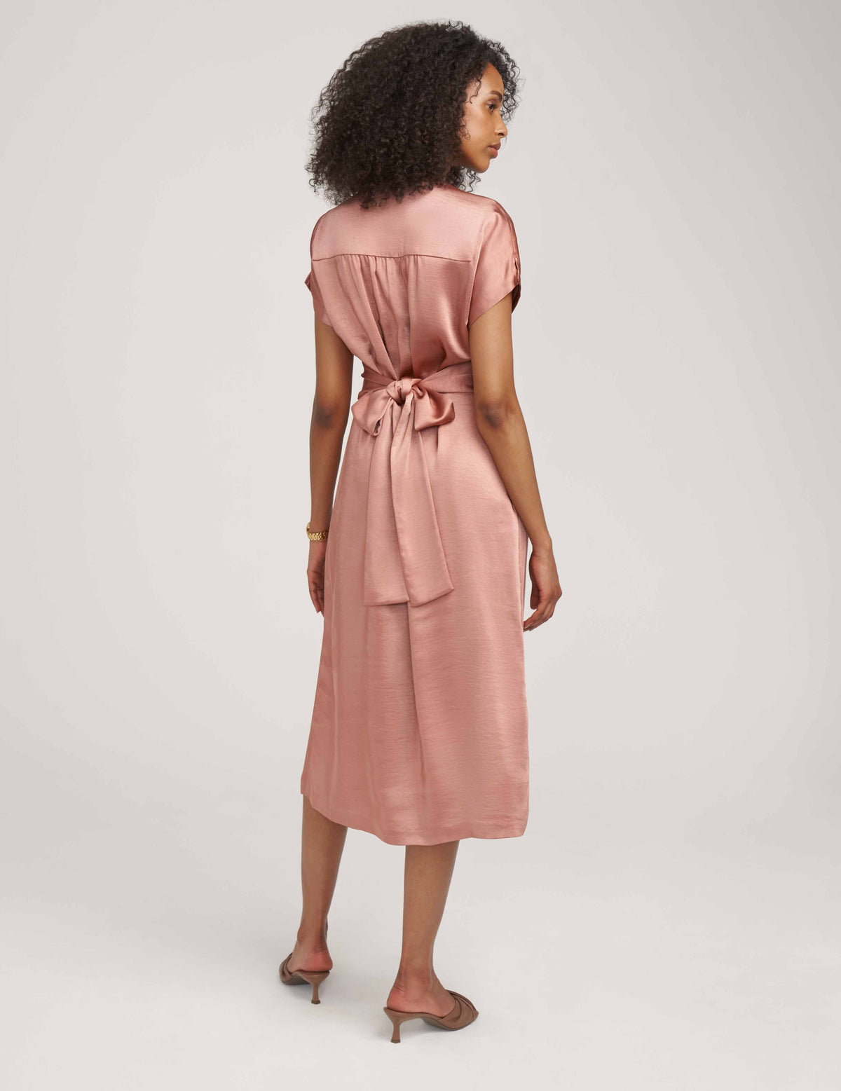 Anne Klein  Washed Satin V-Neck Midi Dress- Sale