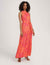 Anne Klein Pink Pansy/Orange Peel Tiered Tie Neck Maxi- Sale