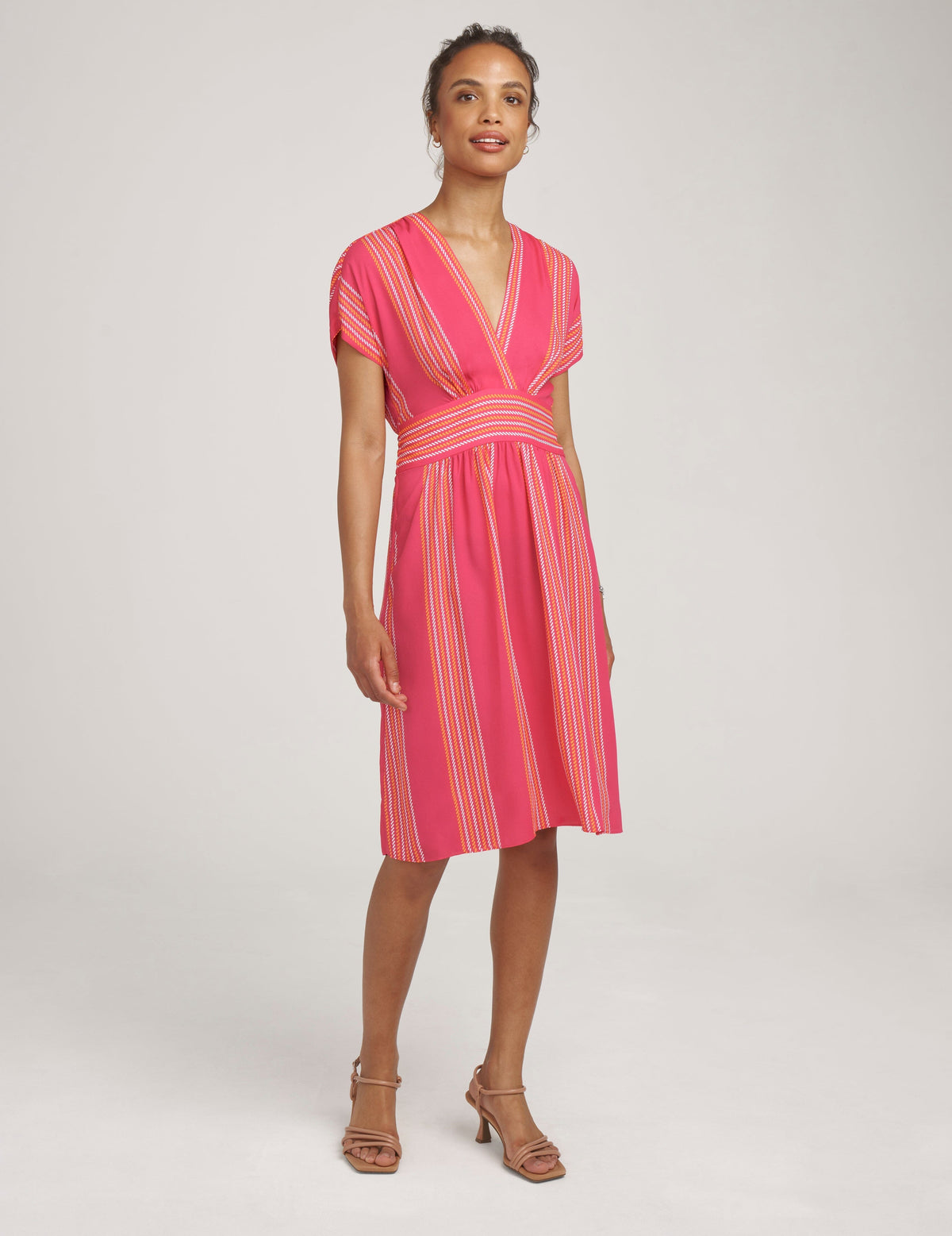Anne Klein  V-Neck Wrap Printed Dress- Clearance