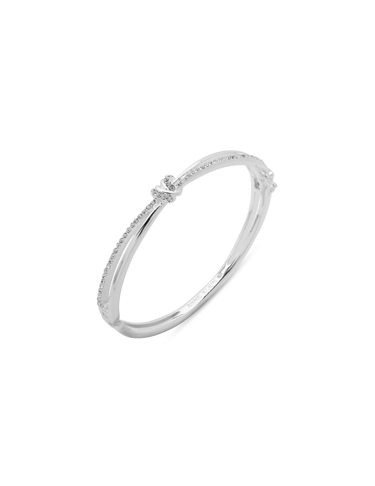 Anne Klein Silver Tone Hinge Bangle With Knot Bracelet
