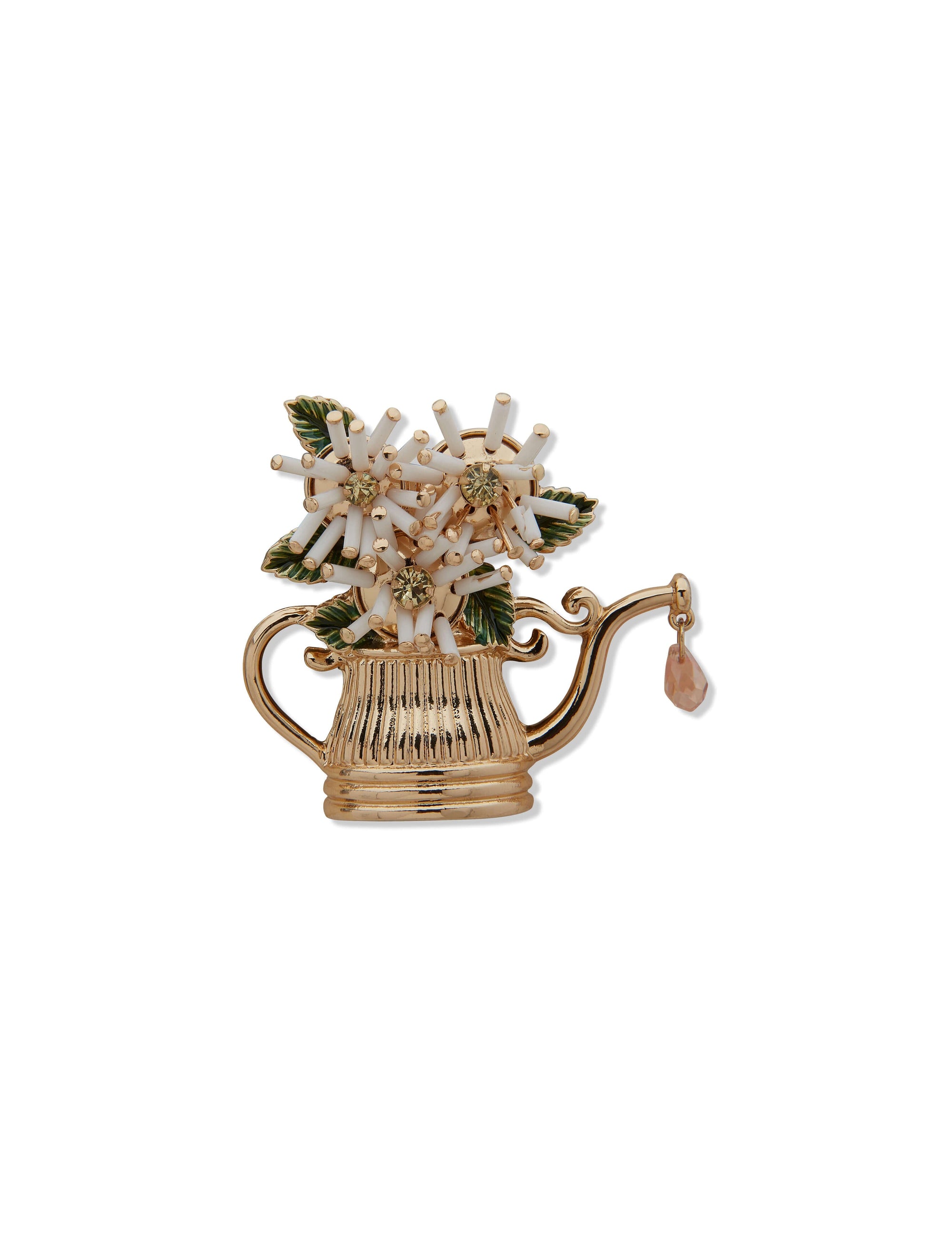Anne Klein Gold Tone Flower Pot Brooch in Gift Box