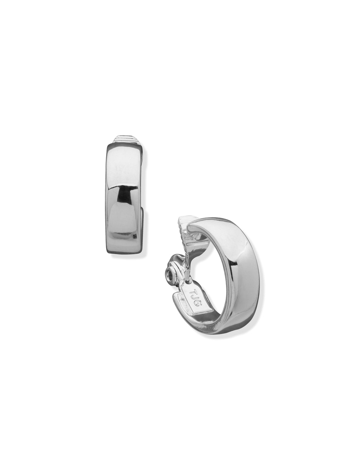 Anne Klein Silver Tone Silver-Tone Clip Hoop Earrings