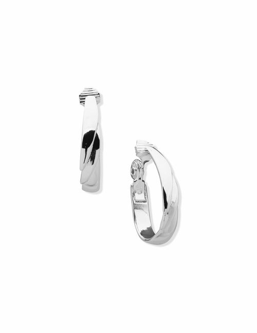 Anne Klein Silver-Tone Tiered Clip Hoop Earrings