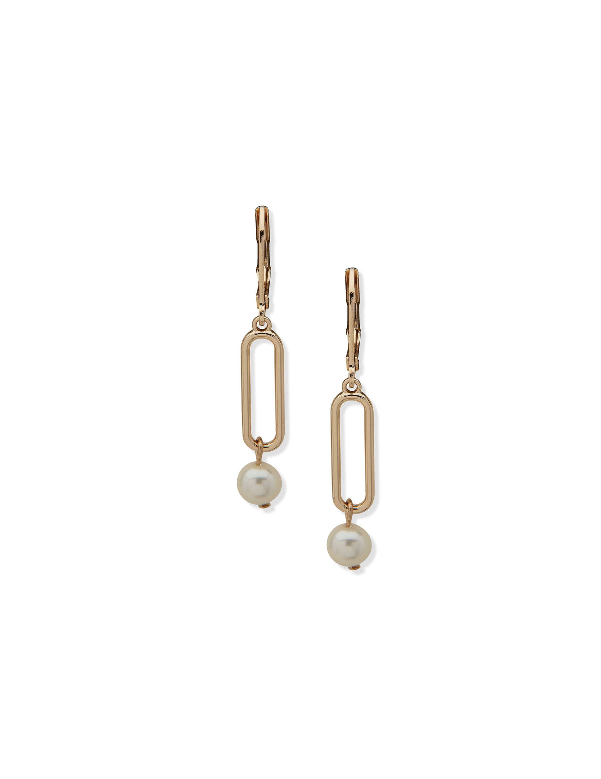 Anne Klein Gold-Tone Faux Pearl Link Drop Earrings