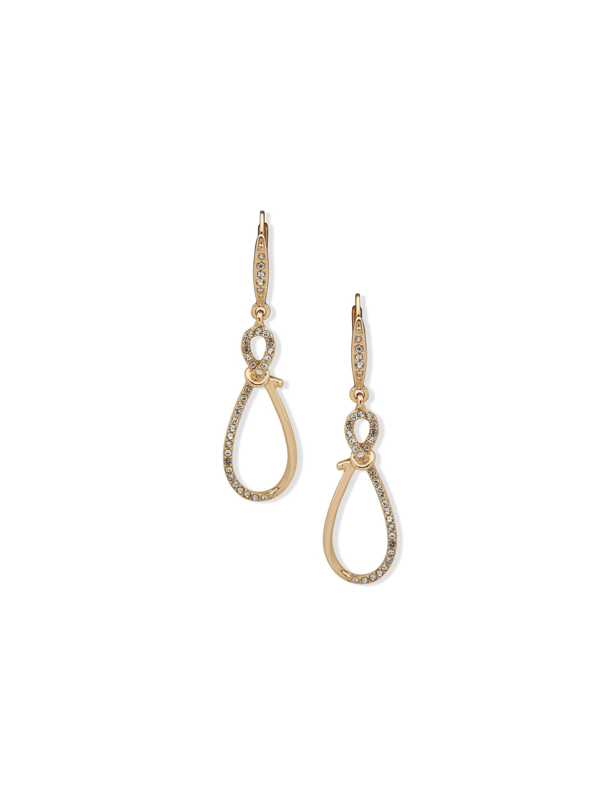 Anne Klein Gold-Tone Crystal Knot Drop Pierced Earring