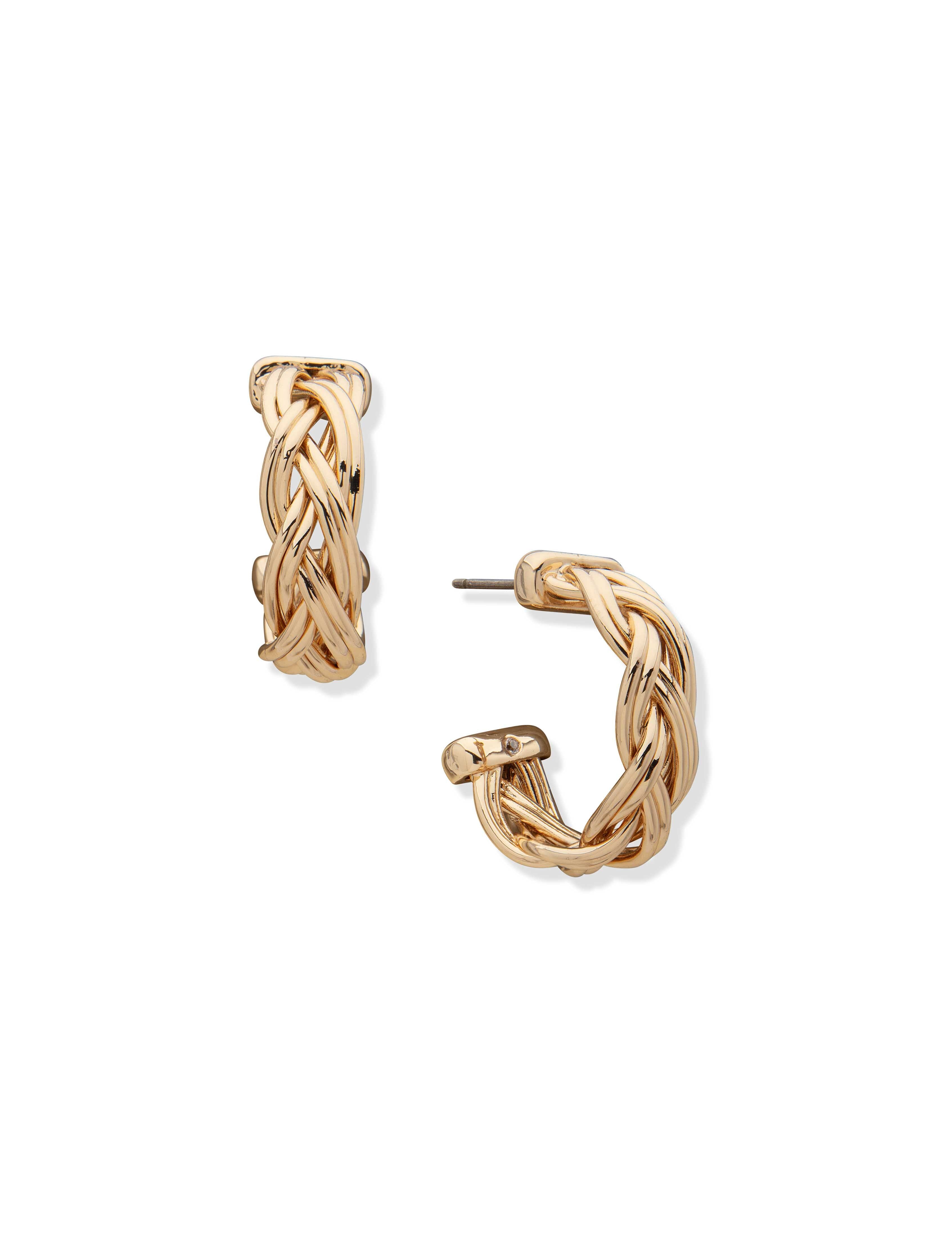 Braided Gold Hoop Earrings | Anne Klein