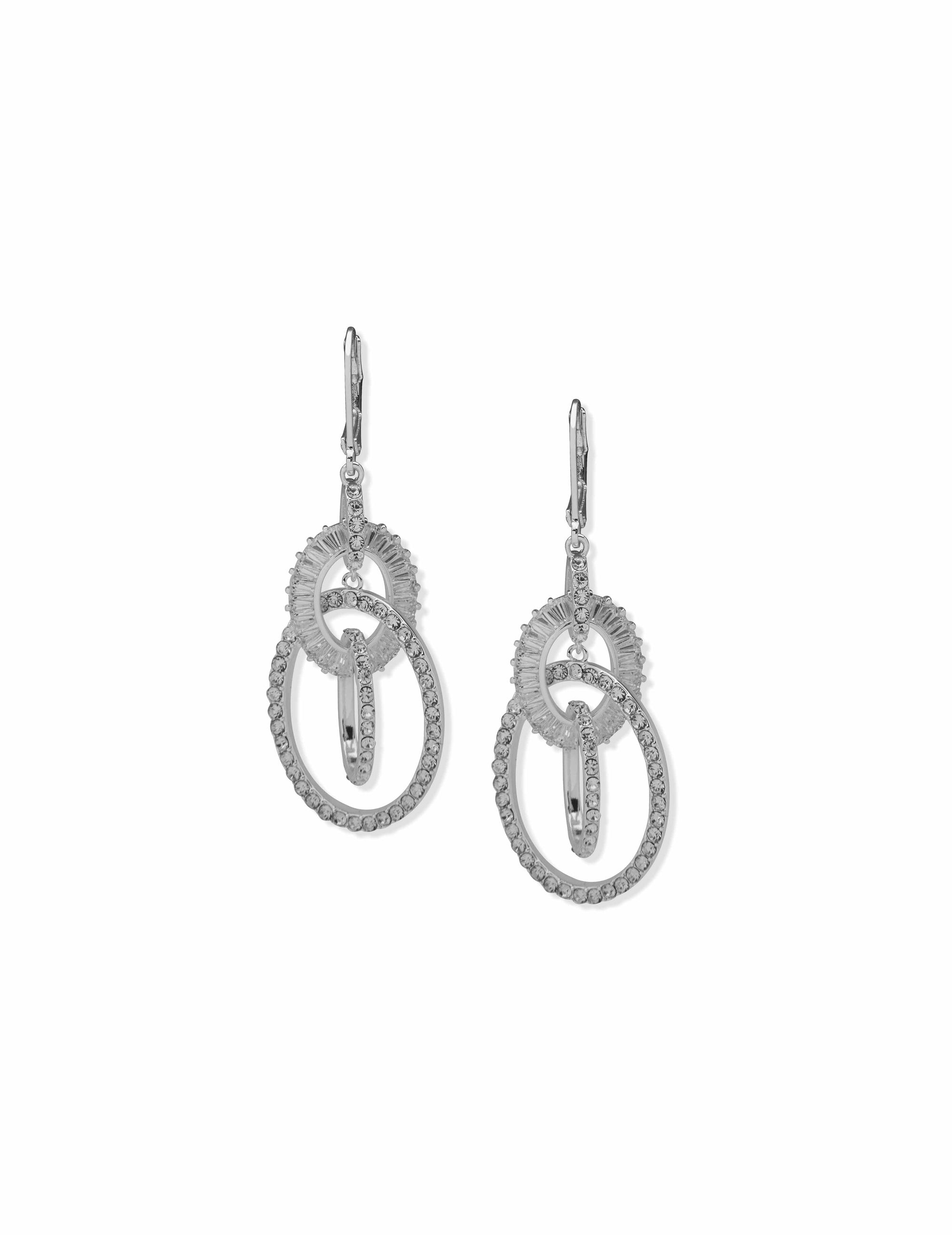 Anne Klein Silver-Tone Crystal Orbital Drop Earrings