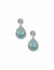 Anne Klein Silver-Tone Halo Pear Aqua Stud Earrings