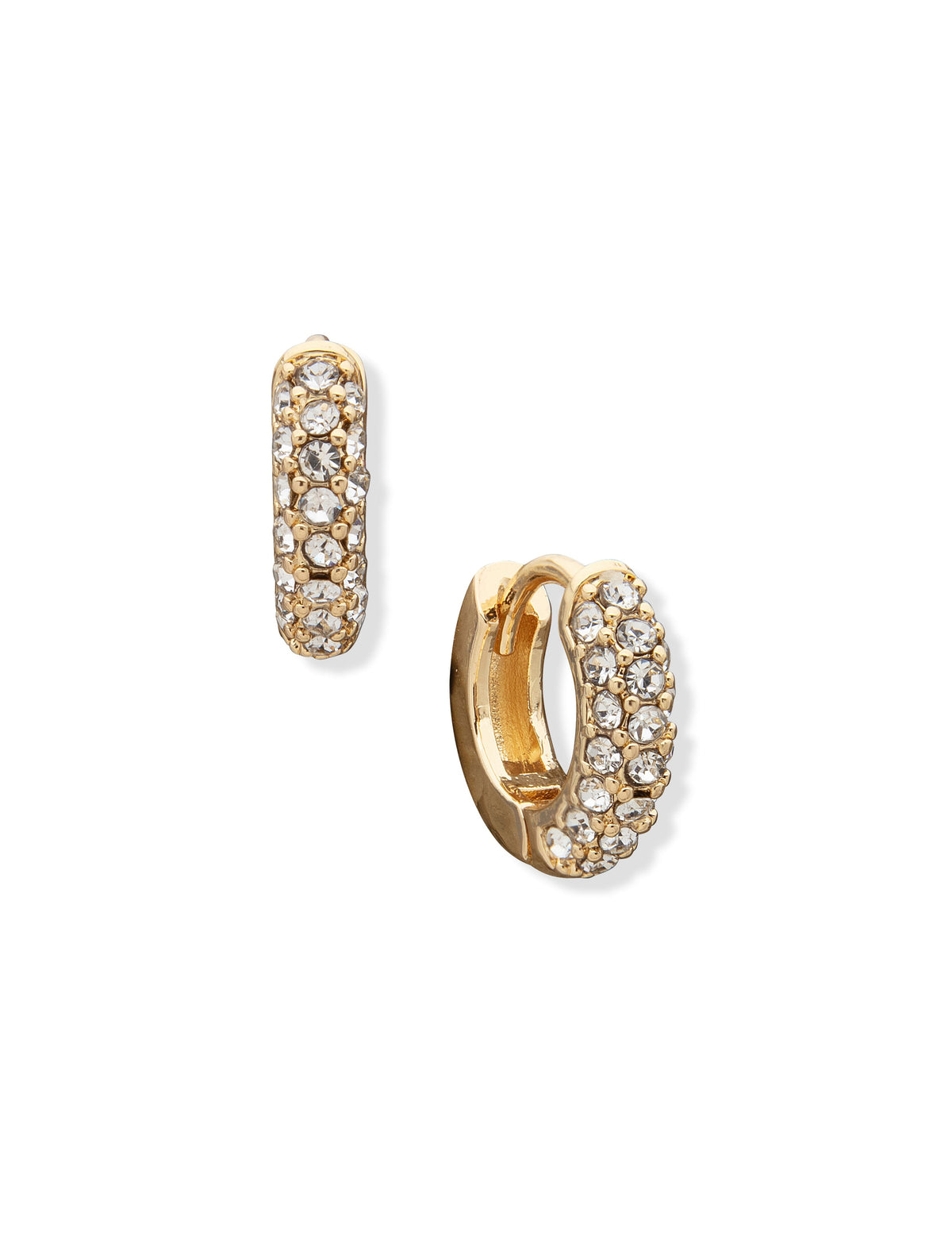 Anne Klein Gold-Tone Pave Huggie Hoop Earrings