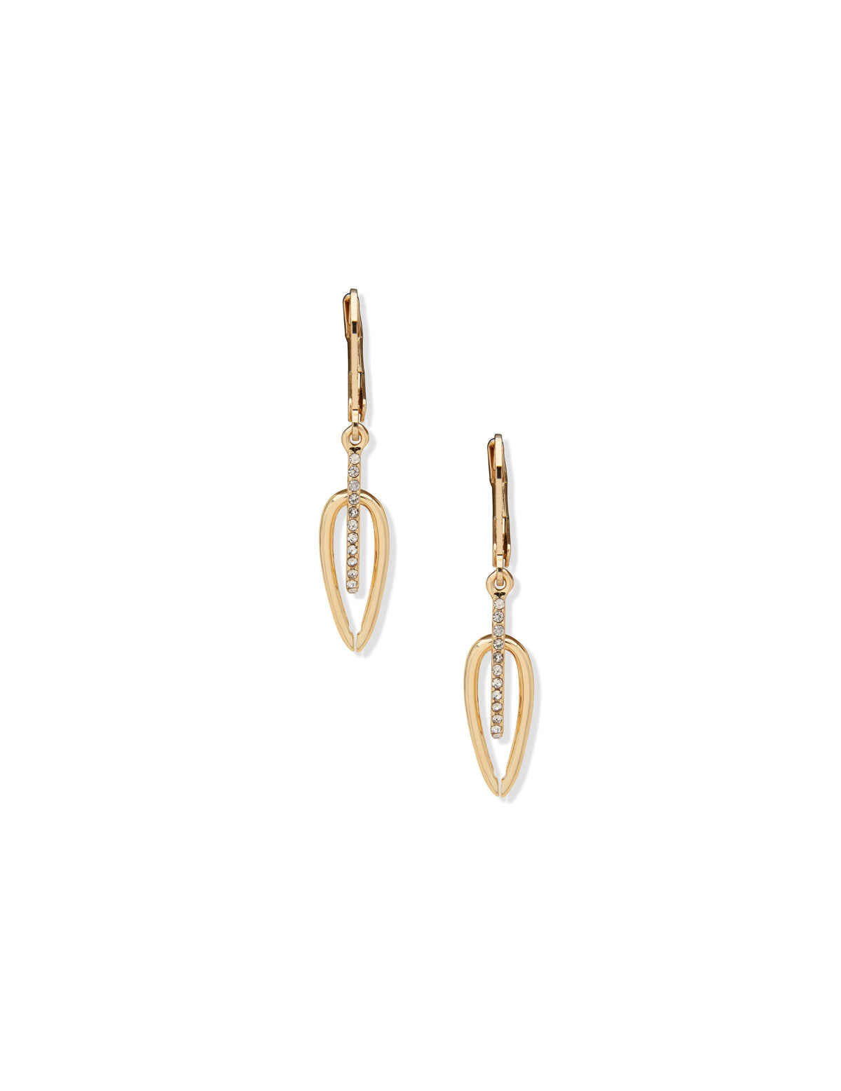Anne Klein Gold-Tone Drop Earrings with Pave